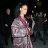 Rihanna arrive à la Grand Central Station pour assister au défilé Zac Posen automne-hiver 2015-2016. New York, le 16 février 2015.