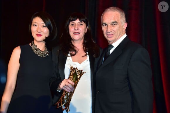 Fleur Pellerin, Sylvie Pialat et Alain Terzian - Dîner des producteurs et remise du prix "Daniel Toscan du Plantier" au Four Seasons Hotel George V à Paris le 16 février 2015.