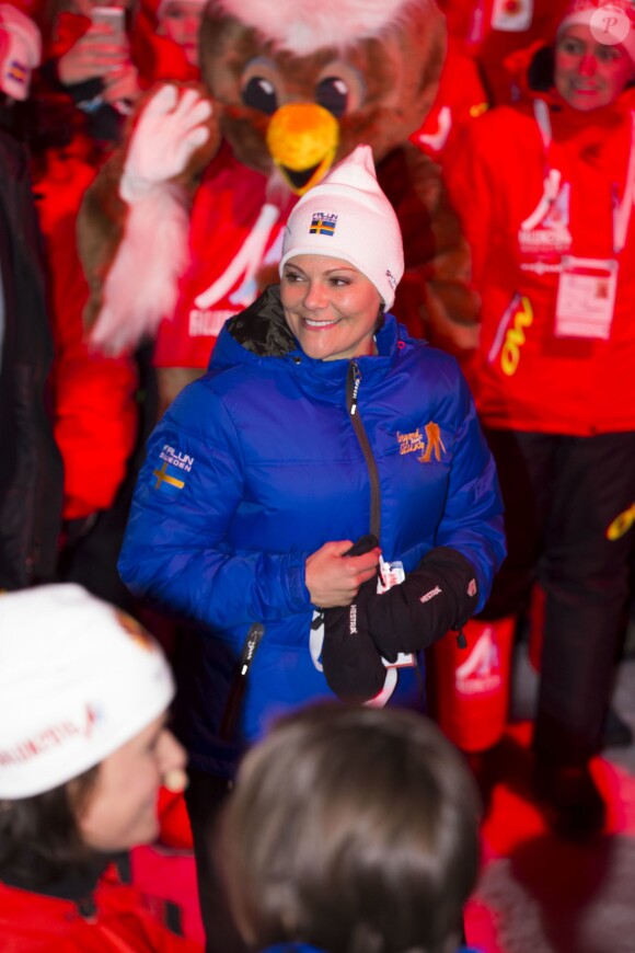 La princesse Victoria de Suède lors de la cérémonie d'ouverture des championnats du monde de ski nordique, le 18 février 2015 à Falun, dans le centre du pays.