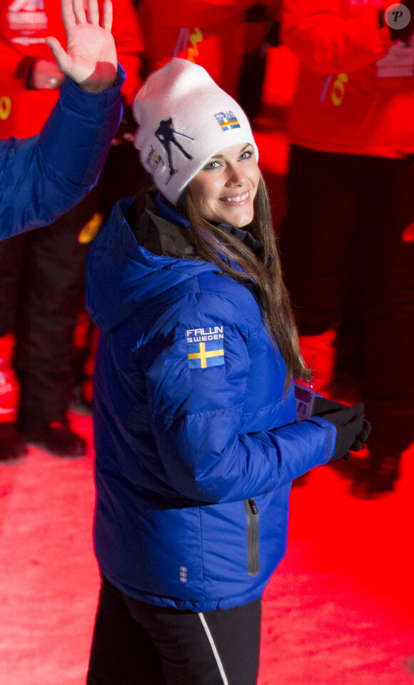 Sofia Hellqvist lors de la cérémonie d'ouverture des championnats du monde de ski nordique, le 18 février 2015 à Falun, dans le centre du pays.