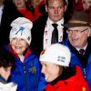 Le roi Carl XVI Gustaf de Suède et la reine Silvia lors de la cérémonie d'ouverture des championnats du monde de ski nordique, le 18 février 2015 à Falun, dans le centre du pays.