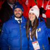 Le prince Carl Philip de Suède et sa fiancée Sofia Hellqvist lors de la cérémonie d'ouverture des championnats du monde de ski nordique, le 18 février 2015 à Falun, dans le centre du pays.