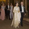 La famille royale de Suède au palais royal le 11 février 2015 à Stockholm pour le premier dîner officiel de l'année.