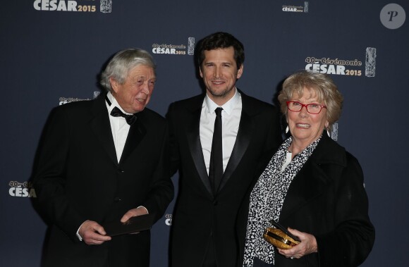 Guillaume Canet et ses parents - Photocall de la 40ème cérémonie des Cesar au théâtre du Châtelet à Paris, le 20 février 2015.