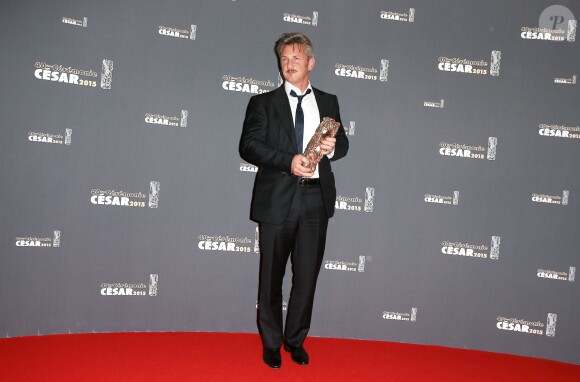 Sean Penn (César d'honneur) - Press room de la 40e cérémonie des César au théâtre du Châtelet à Paris, le 20 février 2015.