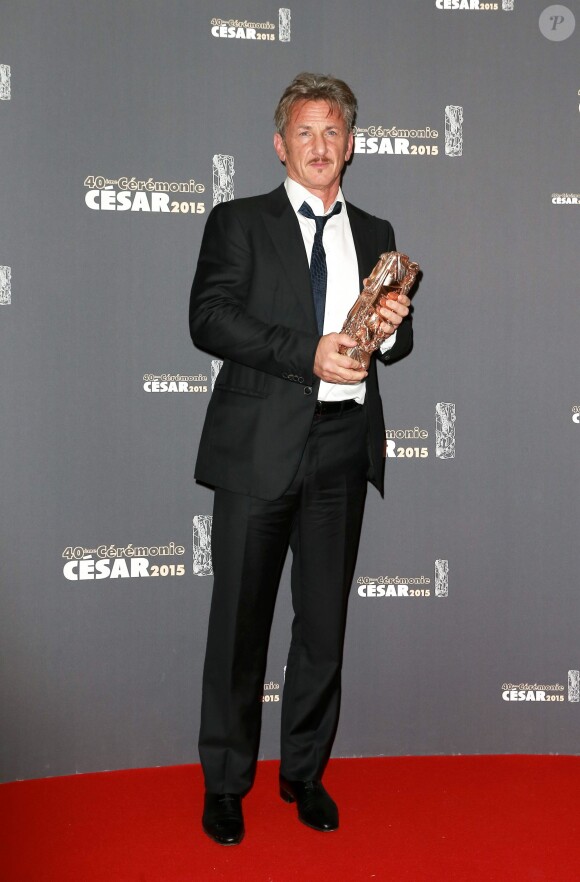 Sean Penn (César d'honneur) - Press room de la 40e cérémonie des César au théâtre du Châtelet à Paris, le 20 février 2015.