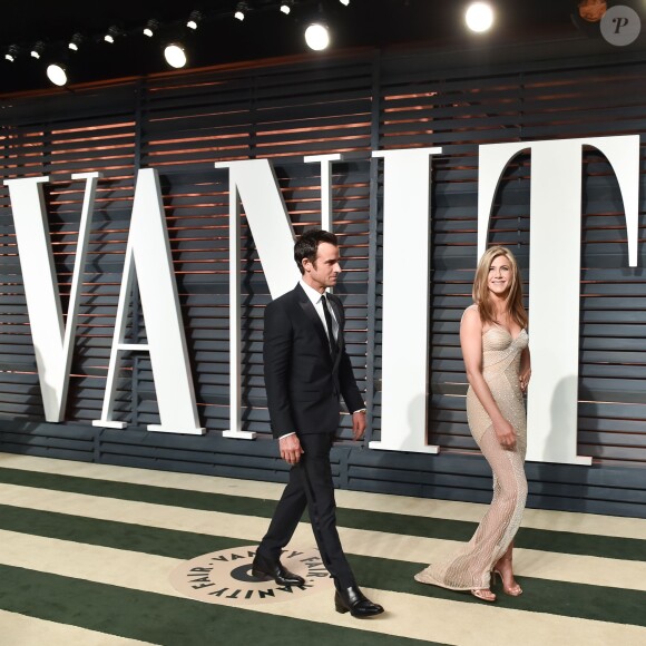 Justin Theroux, Jennifer Aniston attending the Vanity Fair Oscar Party 2015 in Los Angeles, CA, USA on February 22, 2015. Photo by Billy Farrell/BFAnyc/DDP USA/ABACAPRESS.COM23/02/2015 - Los Angeles