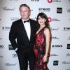 Alec Baldwin et sa femme Hilaria Thomas, enceinte - Soirée "Elton John AIDS Foundation Oscar Party" 2015 à West Hollywood, le 22 février 2015. 