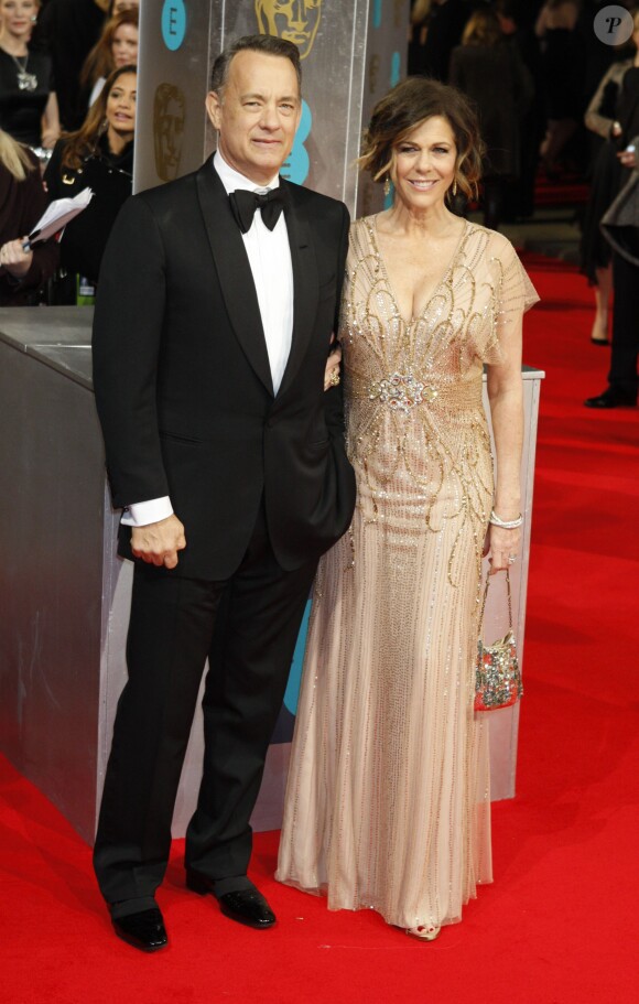 Tom Hanks et sa femme Rita Wilson à la cérémonie des Bafta Awards à Londres, le 16 février 2014. 