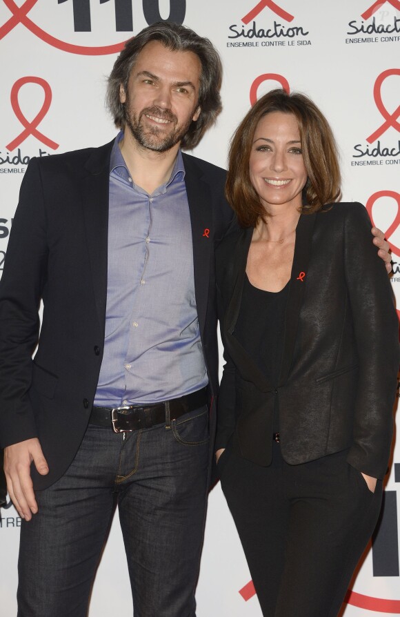Aymeric Caron et Virginie Guilhaume - Soirée de lancement du "Sidaction 2015" au Musée du Quai Branly à Paris, le 2 mars 2015