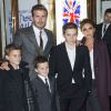 David Beckham, Victoria Beckham et leurs enfants, Brooklyn Beckham, Romeo Beckham, Cruz Beckham - Premiere de la comedie musicale des Spice Girls 'The Viva Forever' a Londres le 11 Decembre 2012.