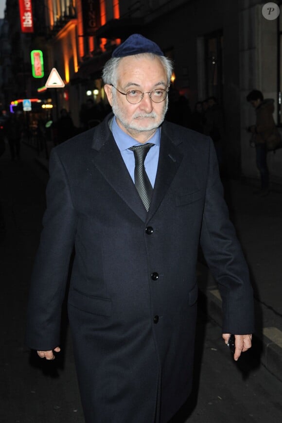 Jacques Attali - Hommage à Roger Hanin à la synagogue de la rue Buffault à Paris, le 12 février 2015.