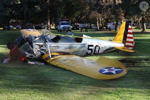 Actor Harrison Ford has been hurt after crashing his vintage Ryan PT-22 recruit plane into Penmar golf course in Venice, Los Angeles, CA, USA, March 5, 2015. An FAA inspector and a fire chief have inspected Harrison's leather helmet and the cockpit of the estimated quarter million dollar plane. Photo by GSI/ABACAPRESS.COM06/03/2015 - Los Angeles