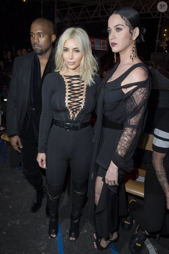 Kanye West, Kim Kardashian et Katy Perry - People au défilé de mode Givenchy prêt-à-porter Automne-Hiver 2015-2016 à Paris le 8 mars 2015.