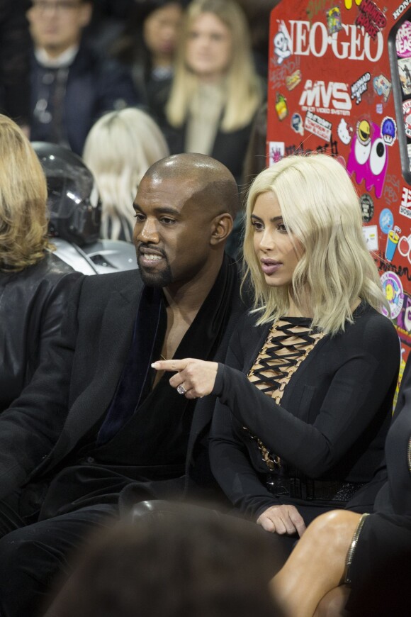 Kanye West et Kim Kardashian, - People au défilé de mode Givenchy prêt-à-porter Automne-Hiver 2015-2016 à Paris le 8 mars 2015.