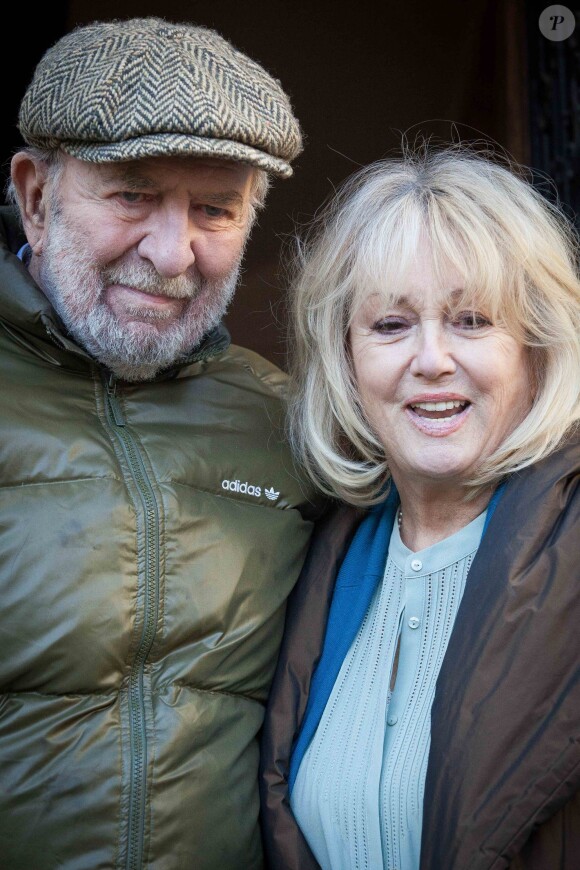 Exclusif - Jean-Pierre Marielle et Mylene Demongeot sur le tournage du téléfilm Des roses en hiver, diffusé sur France 2, le 16 décembre 2013.