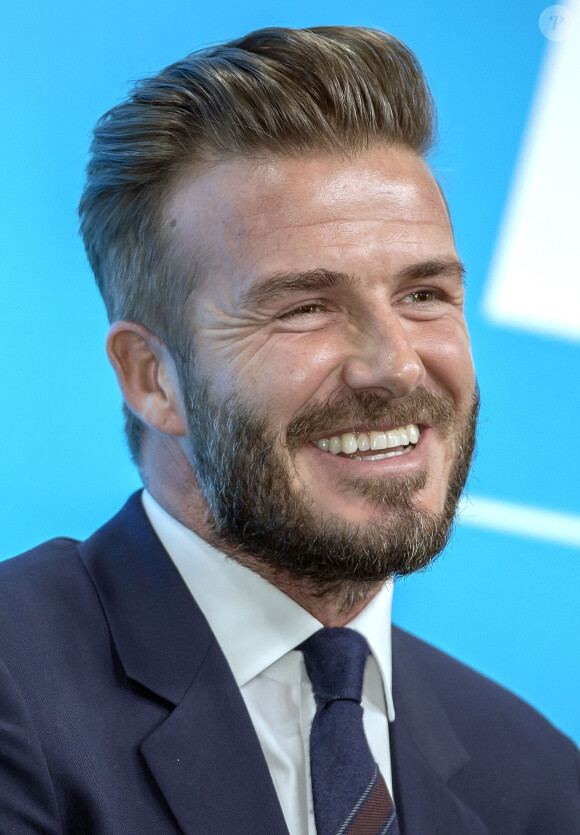 David Beckham dans les locaux de Google à Londres, le 9 février 2015