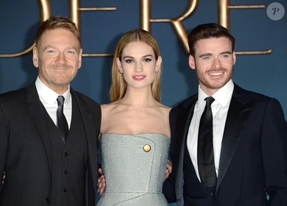 Kenneth Branagh, Lily James et Richard Madden - L'avant-première du film Cendrillon à Leicester Square, à Londres le 19 mars 2015