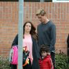 Fernando Torres est allé chercher ses enfants Nora et Leo à l'école avec son épouse Olalla, le 20 mars 2015, à Madrid