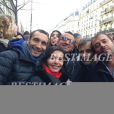 Zinedine Soualem, Saïda Jawad, Sid Rouis et Bernard Montiel - Marche républicaine pour Charlie Hebdo à Paris, suite aux attentats terroristes survenus à Paris les 7, 8 et 9 janvier. Paris, le 11 janvier 2015
