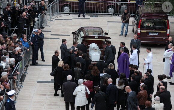 Les obsèques de Camille Muffat en l'église Saint Jean-Baptiste-Le Vœu à Nice, le 25 mars 2015