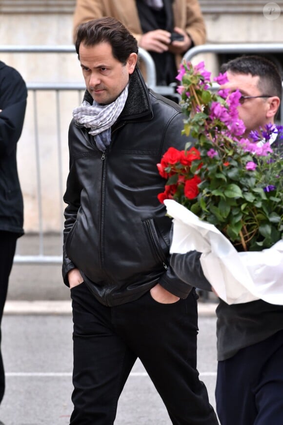 Fabrice Pellerin lors des obsèques de Camille Muffat en l'église Saint Jean-Baptiste-Le Vœu à Nice, le 25 mars 2015