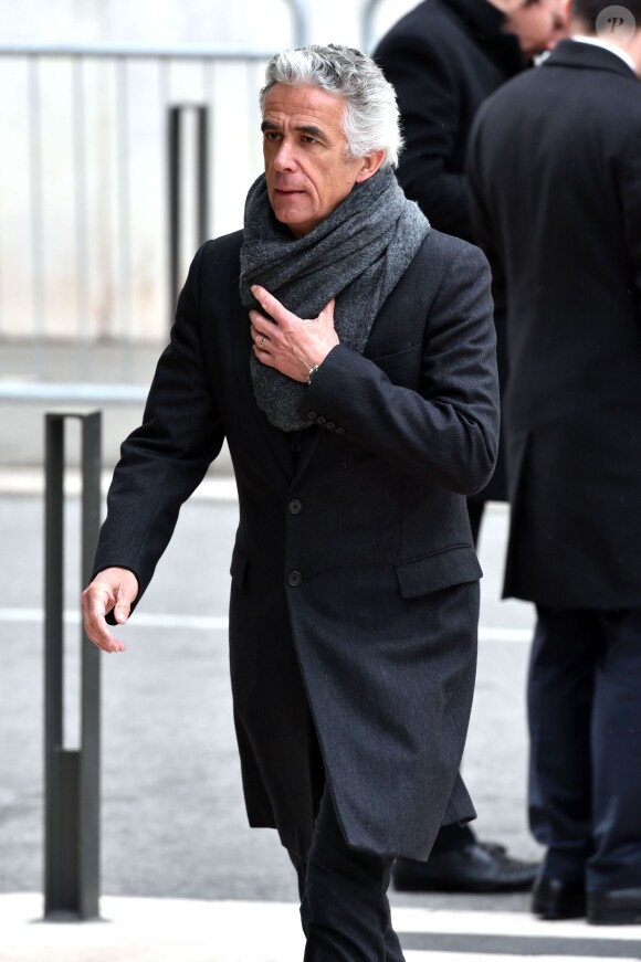 Le président de l'OGC Nice, Jean-Pierre Rivère lors des obsèques de Camille Muffat en l'église Saint Jean-Baptiste-Le Vœu à Nice, le 25 mars 2015