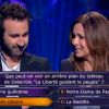 Mathieu Madénian et Hélène Ségara dans Qui veut gagner des millions ? sur TF1, le vendredi 27 mars 2015.