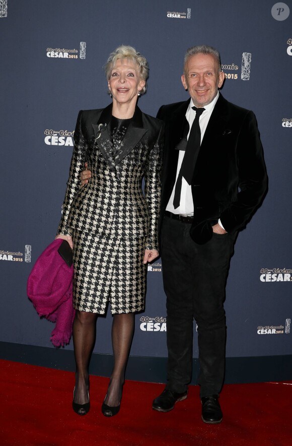 Tonie Marshall et Jean-Paul Gaultier - Photocall de la 40ème cérémonie des César au théâtre du Châtelet à Paris. Le 20 février 2015