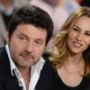 Philippe Lellouche et sa femme Vanessa Demouy en promotion pour la pièce de théâtre "L'appel de Londres" à la Gaité Montparnasse - Enregistrement de l'émission "Vivement Dimanche" à Paris le 1er avril 2015 (L'émission est diffusée le 5 avril 2015)