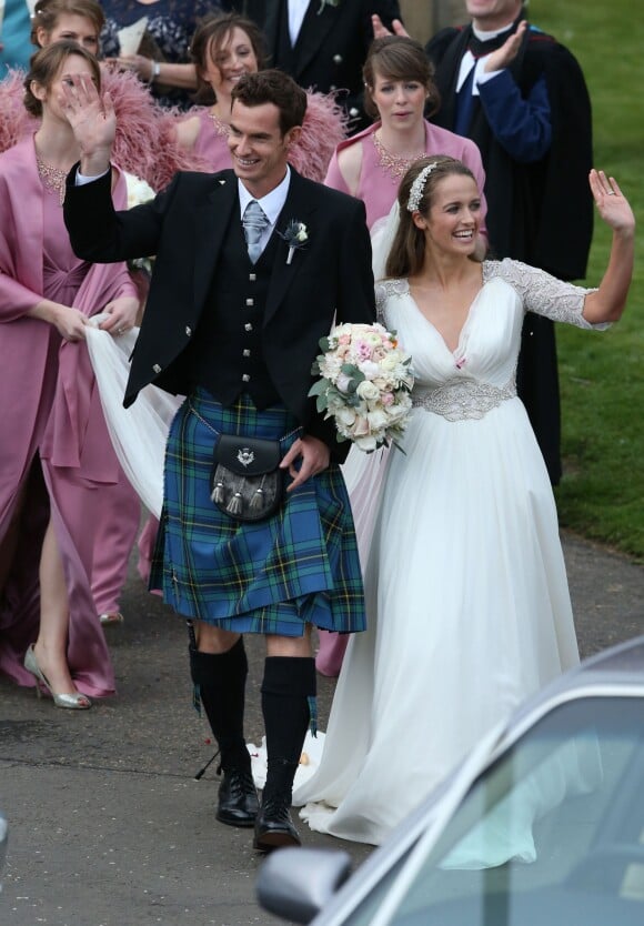 Andy Murray et Kim Sears se marient à la cathédrale de Dunblane en Ecosse, le 11 avril 2015.