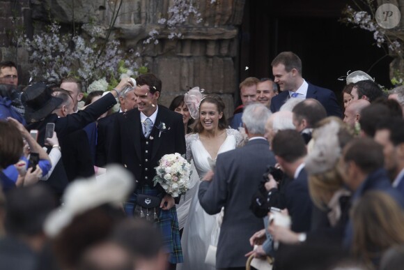 Andy Murray et Kim Sears se marient à la cathédrale de Dunblane en Ecosse, le 11 avril 2015.