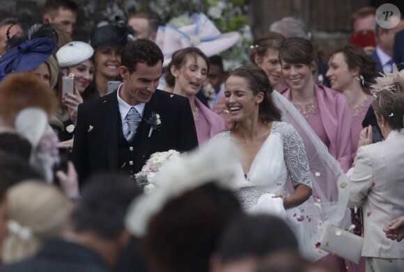 Andy Murray et Kim Sears se marient à la cathédrale de Dunblane en Ecosse, le 11 avril 2015.