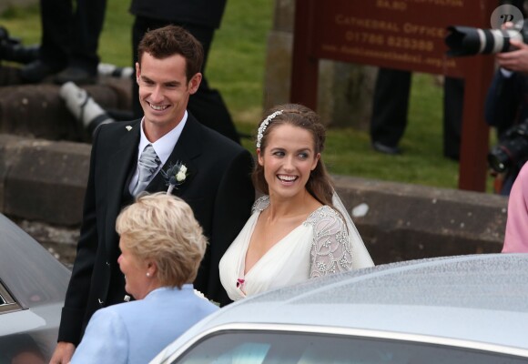 Andy Murray et Kim Sears se marient à la cathédrale de Dunblane en Ecosse, le 11 avril 2015.