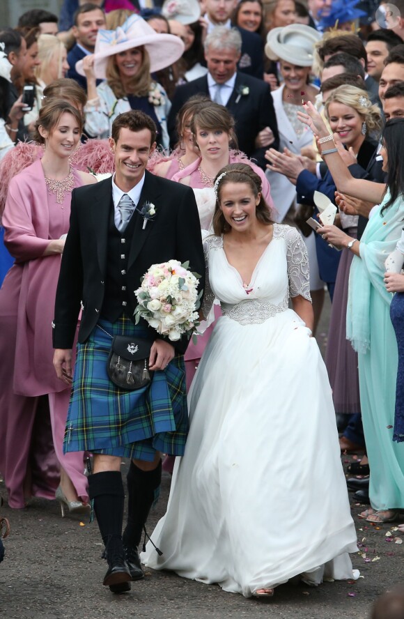 Andy Murray et Kim Sears se marient à la cathédrale de Dunblane en Ecosse, le 11 avril 2015.