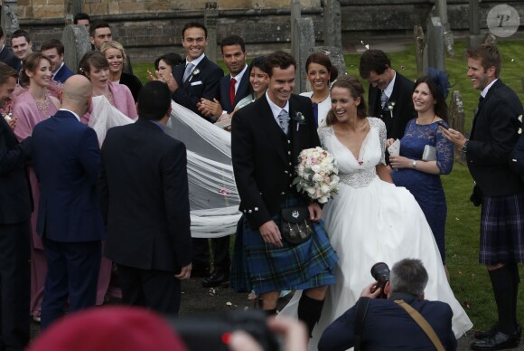 Andy Murray et Kim Sears se marient à la cathédrale de Dunblane en Ecosse, le 11 avril 2015.