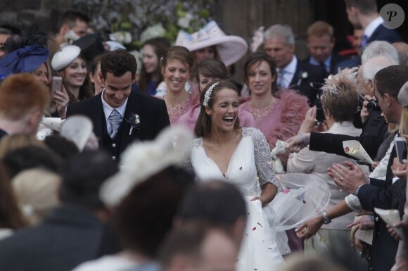 Andy Murray et Kim Sears se marient à la cathédrale de Dunblane en Ecosse, le 11 avril 2015.