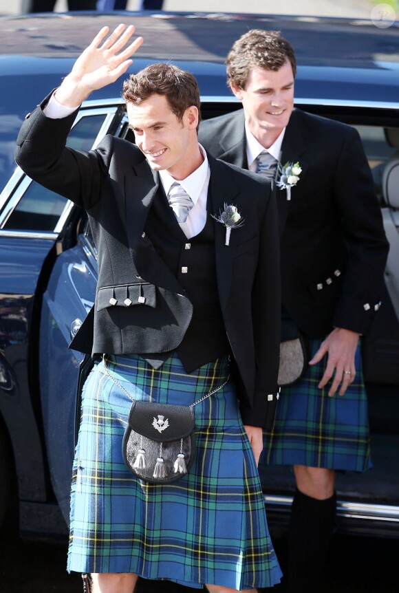 Mariage d'Andy Murray et Kim Sears à la cathédrale de Dunblane en Ecosse, le 11 avril 2015.