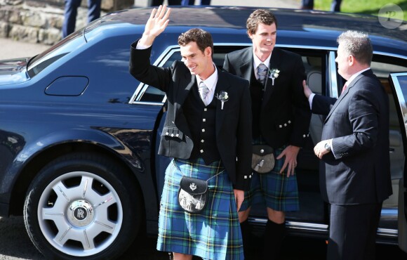 Mariage d'Andy Murray et Kim Sears à la cathédrale de Dunblane en Ecosse, le 11 avril 2015.
