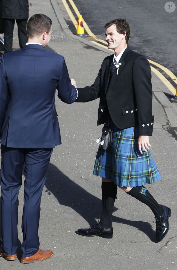 Mariage d'Andy Murray et Kim Sears à la cathédrale de Dunblane en Ecosse, le 11 avril 2015.