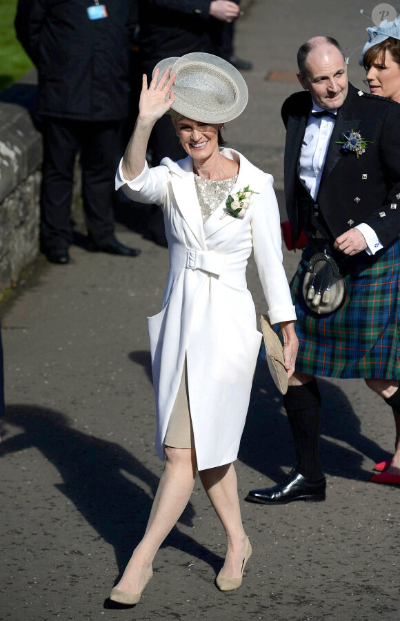 Judy Murray au mariage d'Andy Murray et Kim Sears à la cathédrale de Dunblane en Ecosse, le 11 avril 2015.