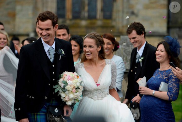 Andy Murray et Kim Sears se marient à la cathédrale de Dunblane en Ecosse, le 11 avril 2015.