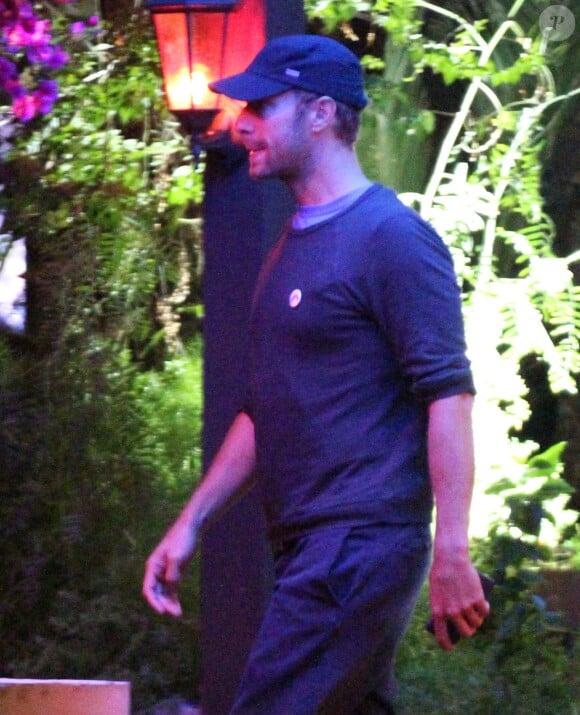 Exclusif - Chris Martin - Soirée privée au "Lucy's El Adobe Cafe" à West Hollywood, le 9 avril 2015. 