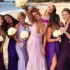 Rihanna et les demoiselles d'honneur du mariage de Jennifer Rosales et Aaron Davis à Honolulu. Hawaï, le 20 avril 2015.