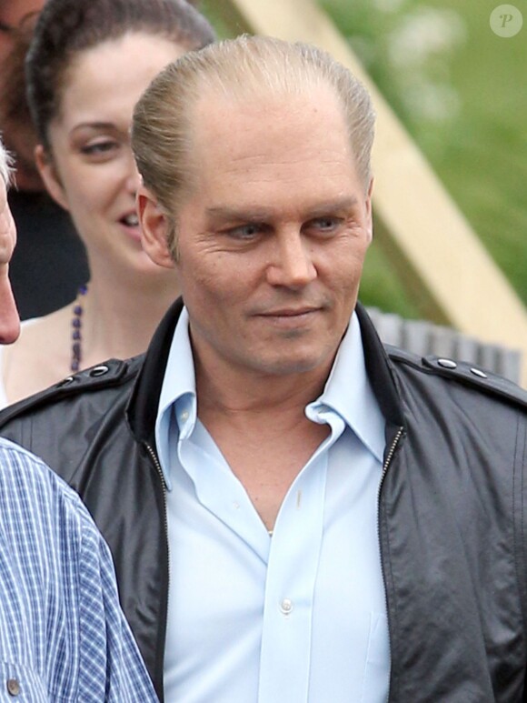 Exclusif - Johnny Depp, dans la peau du célèbre tueur Whitey Bulger, sur le tournage du film "Black Mass" à Boston dans le Massachusetts le 9 juin 2014.