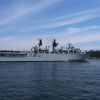 Le HMS Bulwark le 24 avril 2015 dans la péninsule de Gallipoli pour les commémorations du centenaire de la bataille du même nom.