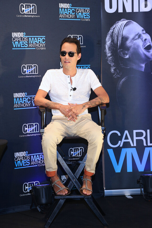 Marc Anthony en conférence de presse à Miami le 31 mars 2015