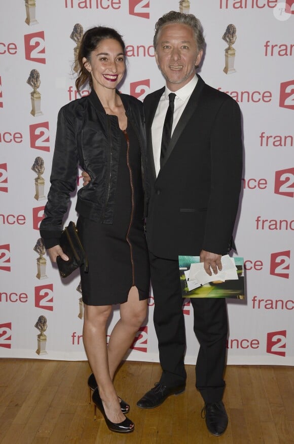 Nicolas Briançon et sa femme lors de la cérémonie des Molières à Paris le 27 avril 2015