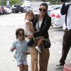 Kourtney Kardashian et ses enfants Penelope et Mason - La famille Kardashian à la messe de Pâques à Calabasas. Le 5 avril 2015
