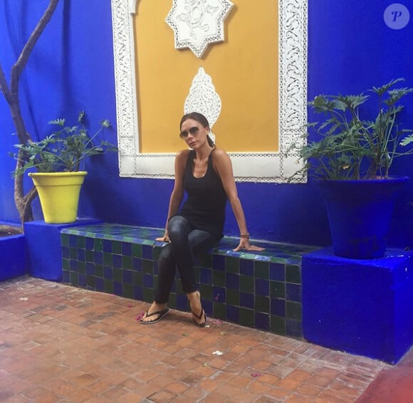 Victoria Beckham a visité les Jardins de Majorelle à Marrakech le lundi 4 mai 2015